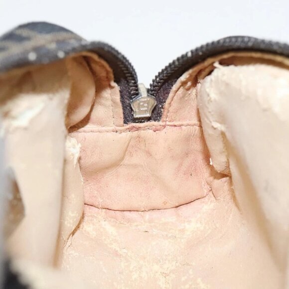 FENDI Zucca Canvas Pouch Brown Black Auth - Picture 9 of 16